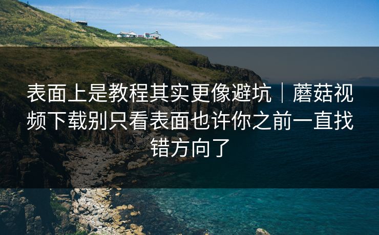 表面上是教程其实更像避坑｜蘑菇视频下载别只看表面也许你之前一直找错方向了