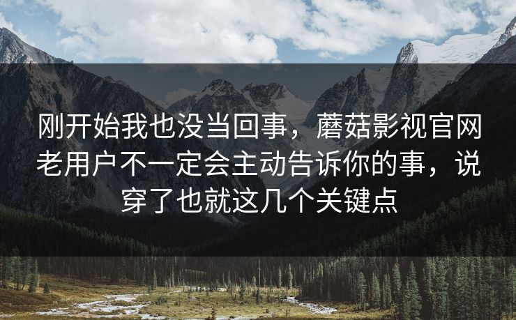 刚开始我也没当回事，蘑菇影视官网老用户不一定会主动告诉你的事，说穿了也就这几个关键点