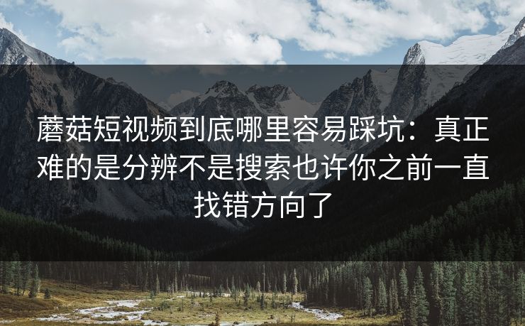 蘑菇短视频到底哪里容易踩坑：真正难的是分辨不是搜索也许你之前一直找错方向了