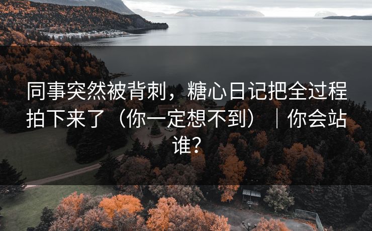 同事突然被背刺，糖心日记把全过程拍下来了（你一定想不到）｜你会站谁？