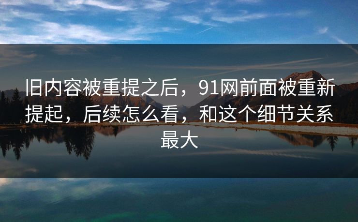 旧内容被重提之后，91网前面被重新提起，后续怎么看，和这个细节关系最大