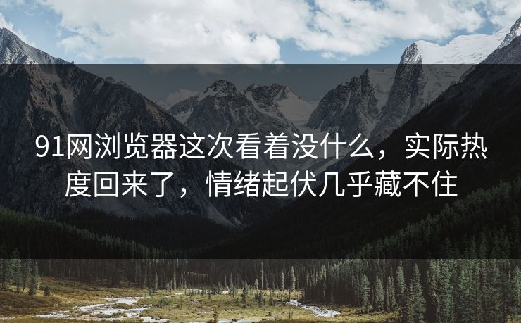 91网浏览器这次看着没什么，实际热度回来了，情绪起伏几乎藏不住