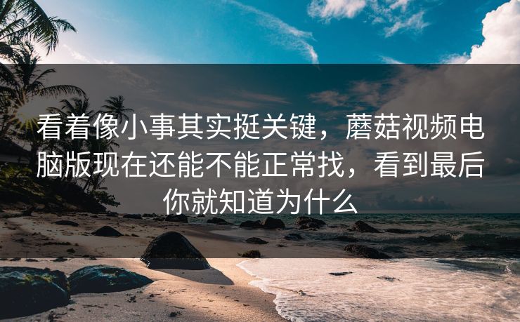 看着像小事其实挺关键，蘑菇视频电脑版现在还能不能正常找，看到最后你就知道为什么
