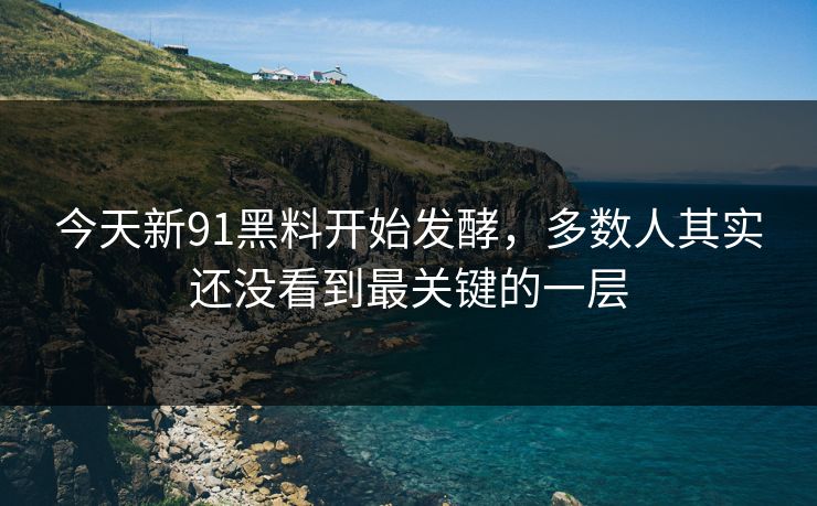 今天新91黑料开始发酵,多数人其实还没看到最关键的一层 今天新91黑料开始发酵,多数人其实还没看到最关键的一层
