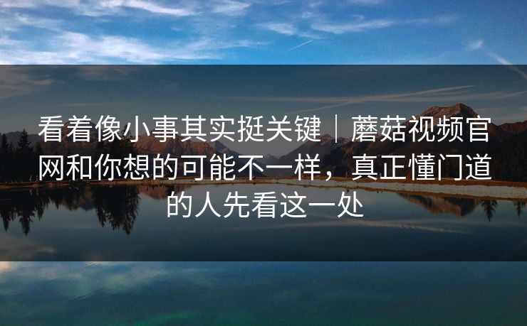 看着像小事其实挺关键|蘑菇视频官网和你想的可能不一样,真正懂门道的人先看这一处 看着像小事其实挺关键|蘑菇视频官网和你想的可能不一样,真正懂门道的人先看这一处