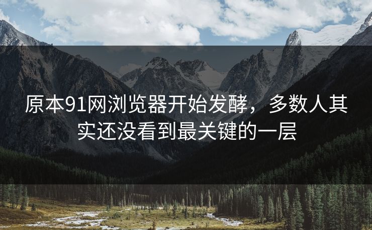 原本91网浏览器开始发酵,多数人其实还没看到最关键的一层 原本91网浏览器开始发酵,多数人其实还没看到最关键的一层