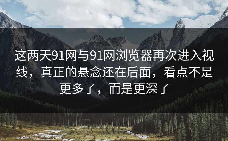 这两天91网与91网浏览器再次进入视线，真正的悬念还在后面，看点不是更多了，而是更深了
